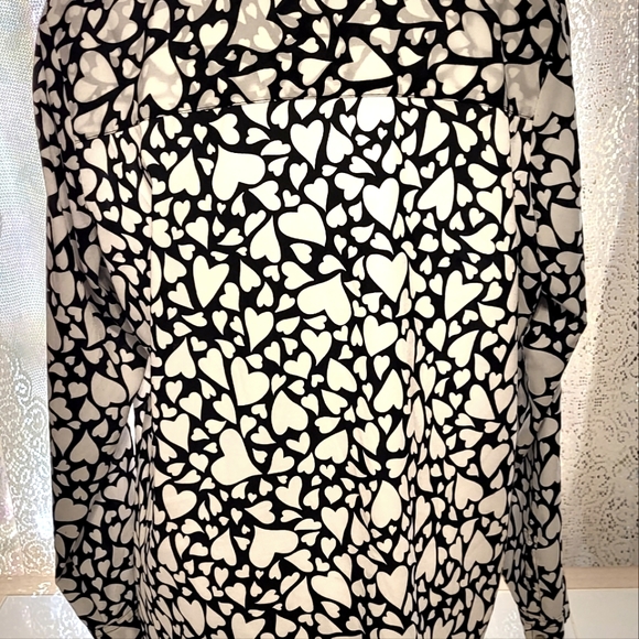 Croft & Barrow Navy & white button down heart blouse size XL - Picture 4 of 5